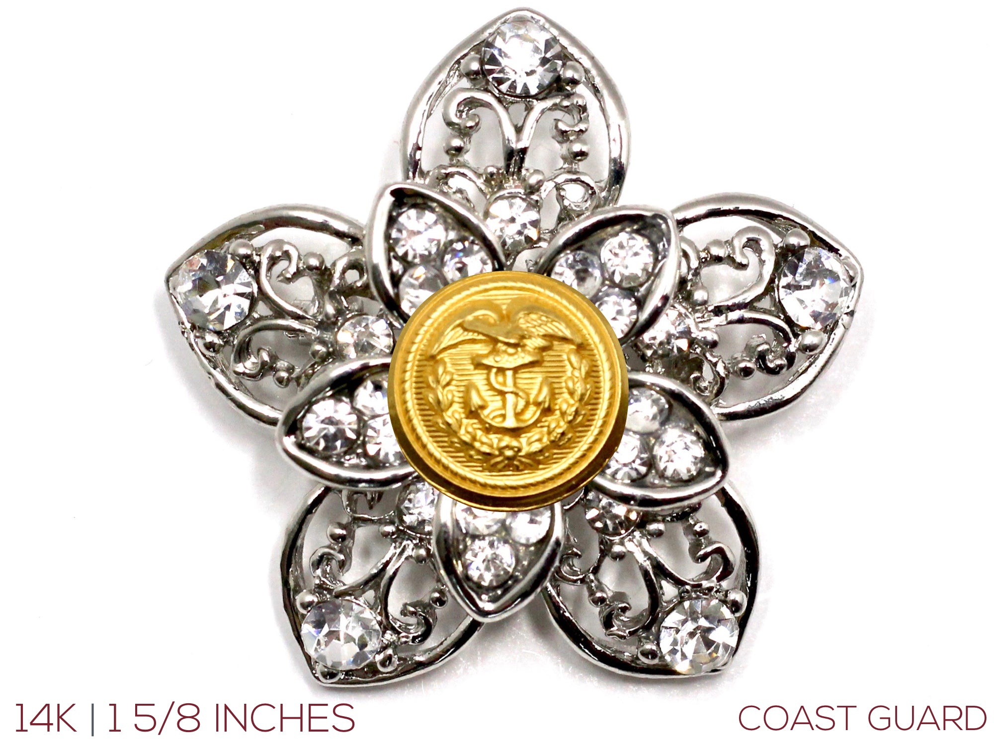 Military Button Brooch 14K