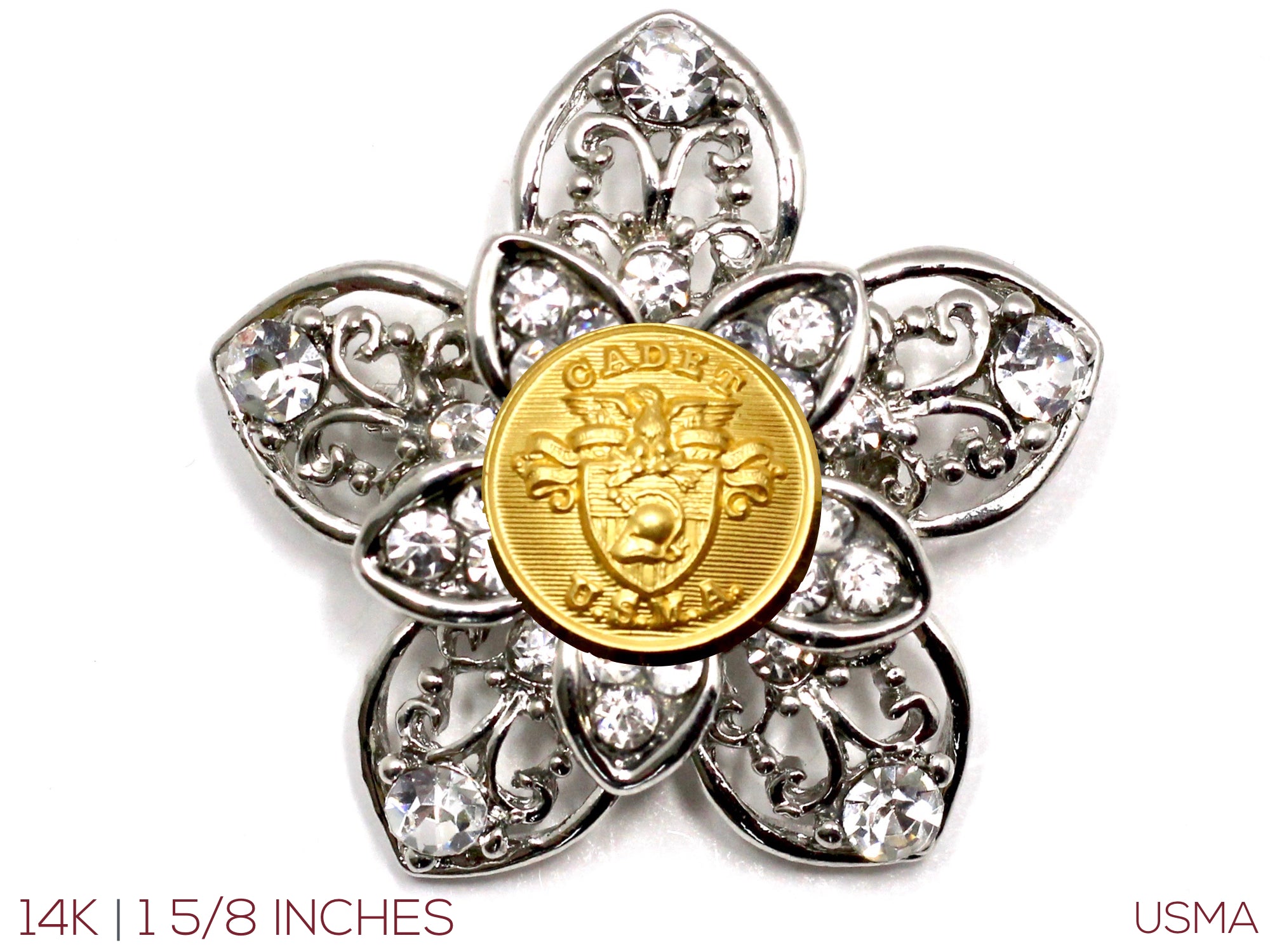 Military Button Brooch 14K