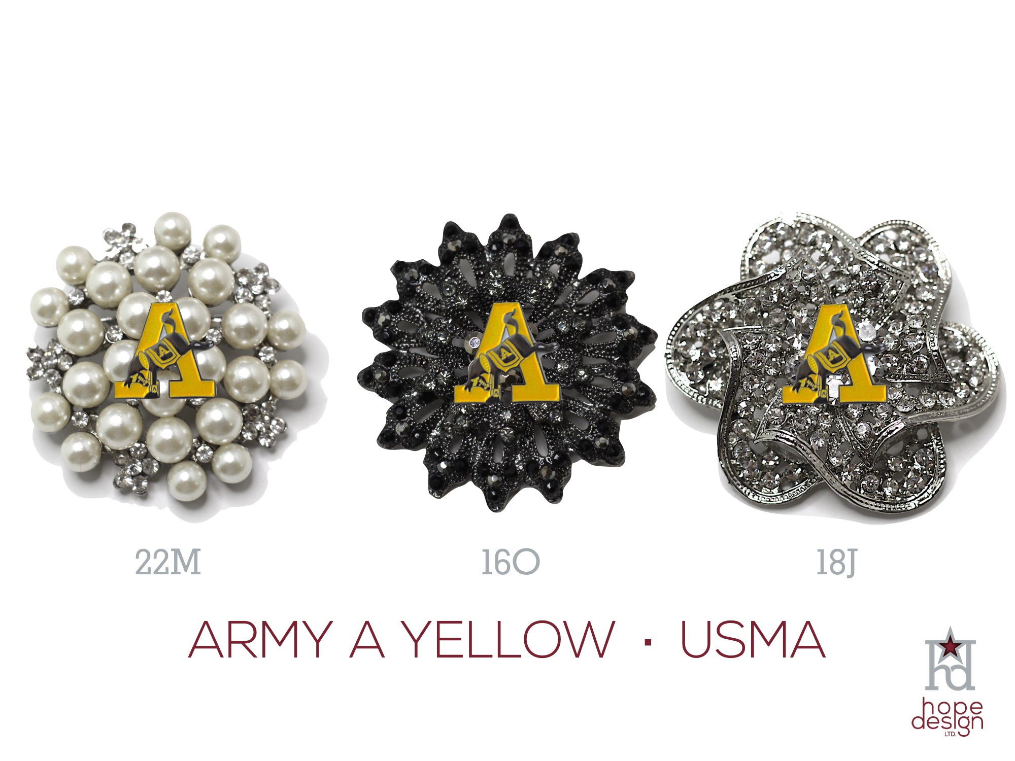 West Point Army Yellow A Brooch