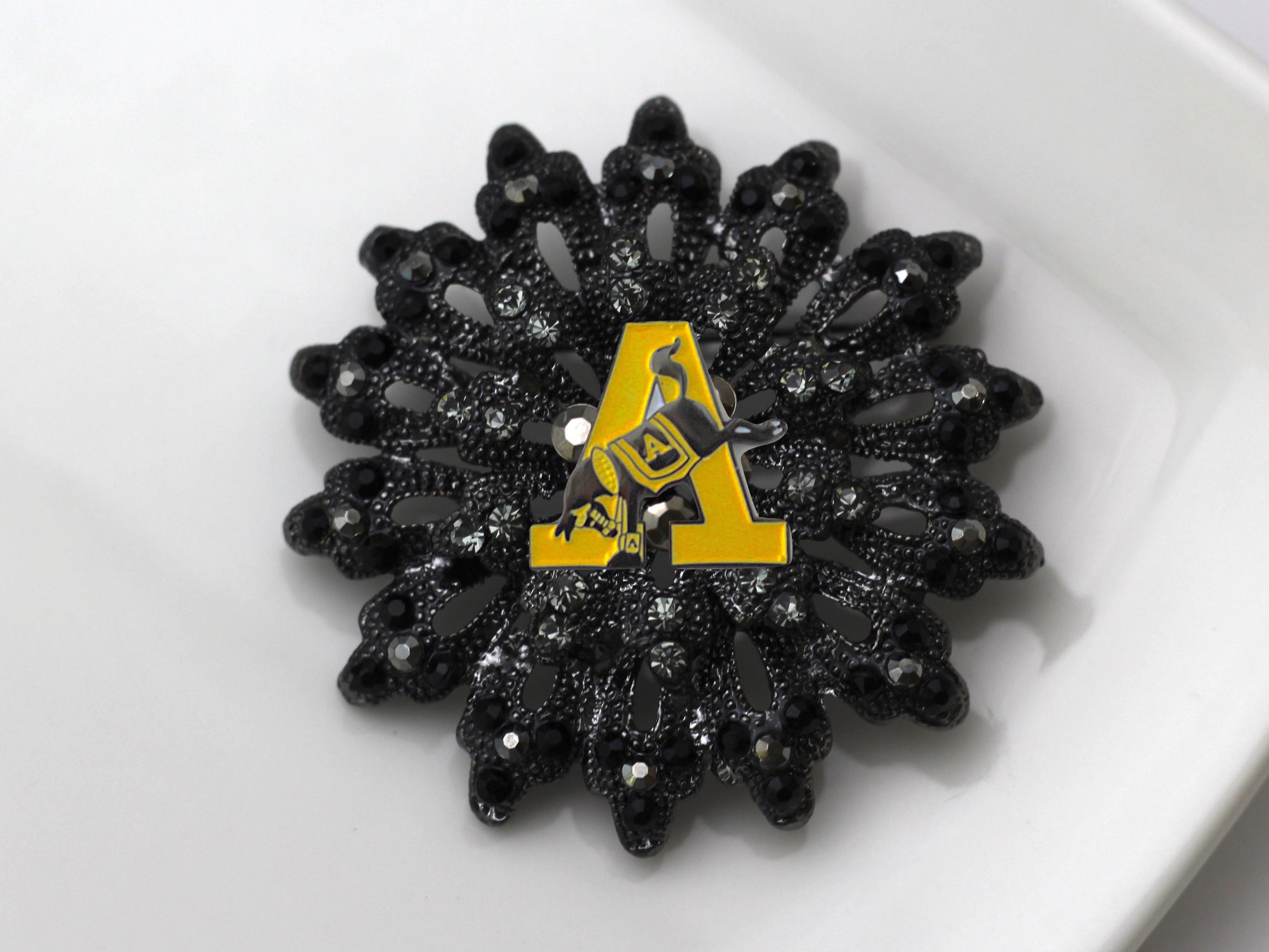 West Point Army Yellow A Brooch