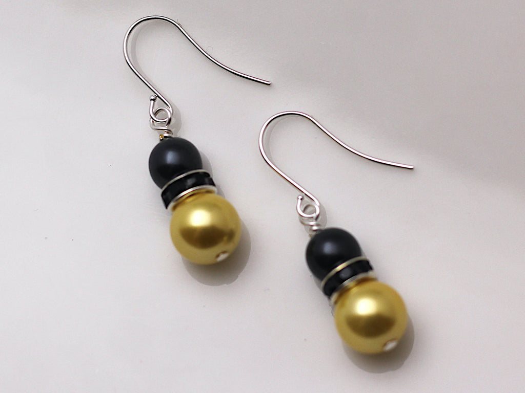 Black & Gold Pearl Earrings