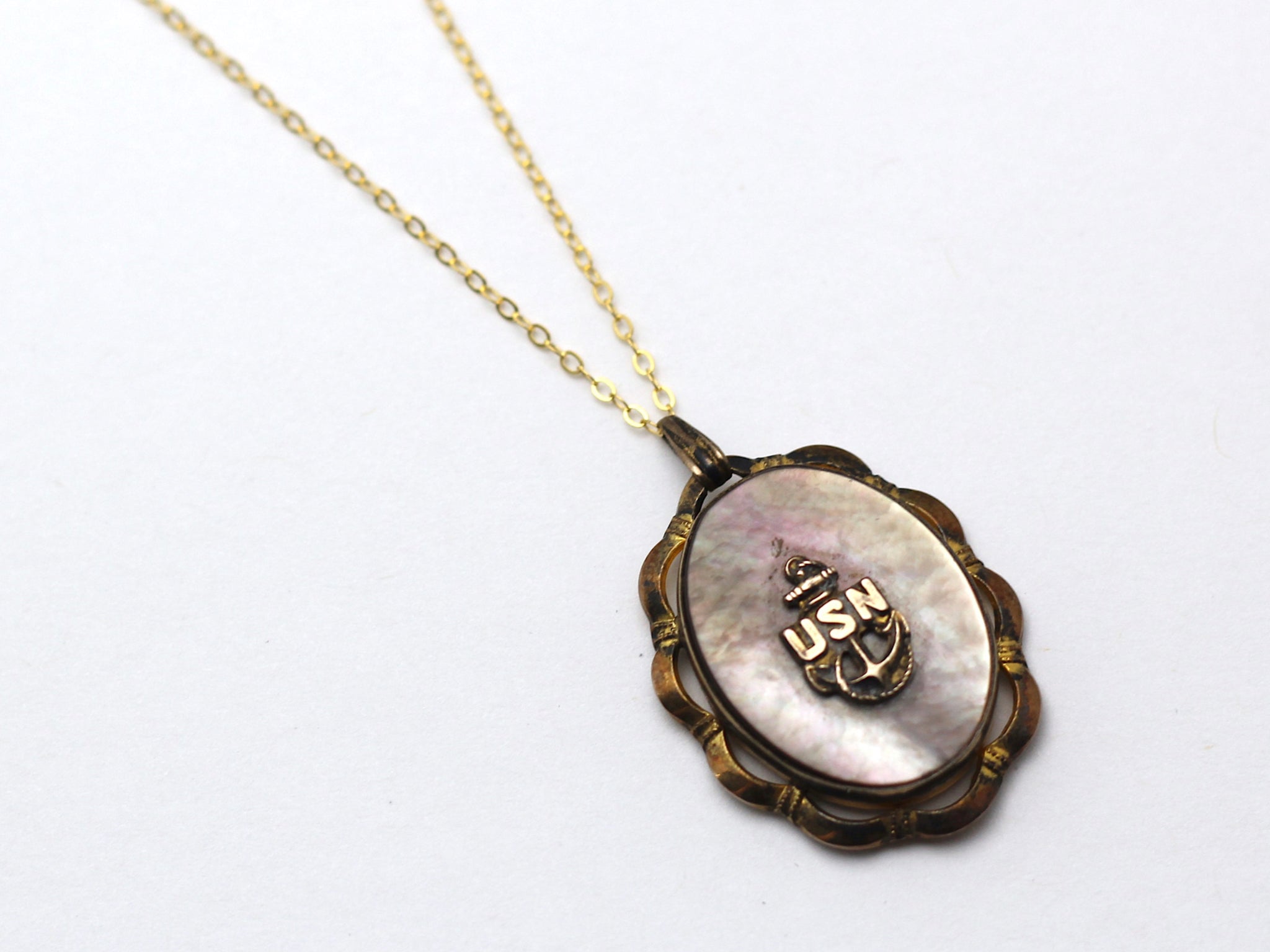 WWII-era Vintage Sweetheart Necklace | Navy Locket VB100