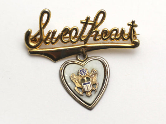WWII-era Vintage Sweetheart Pin | Eagle Heart VB125