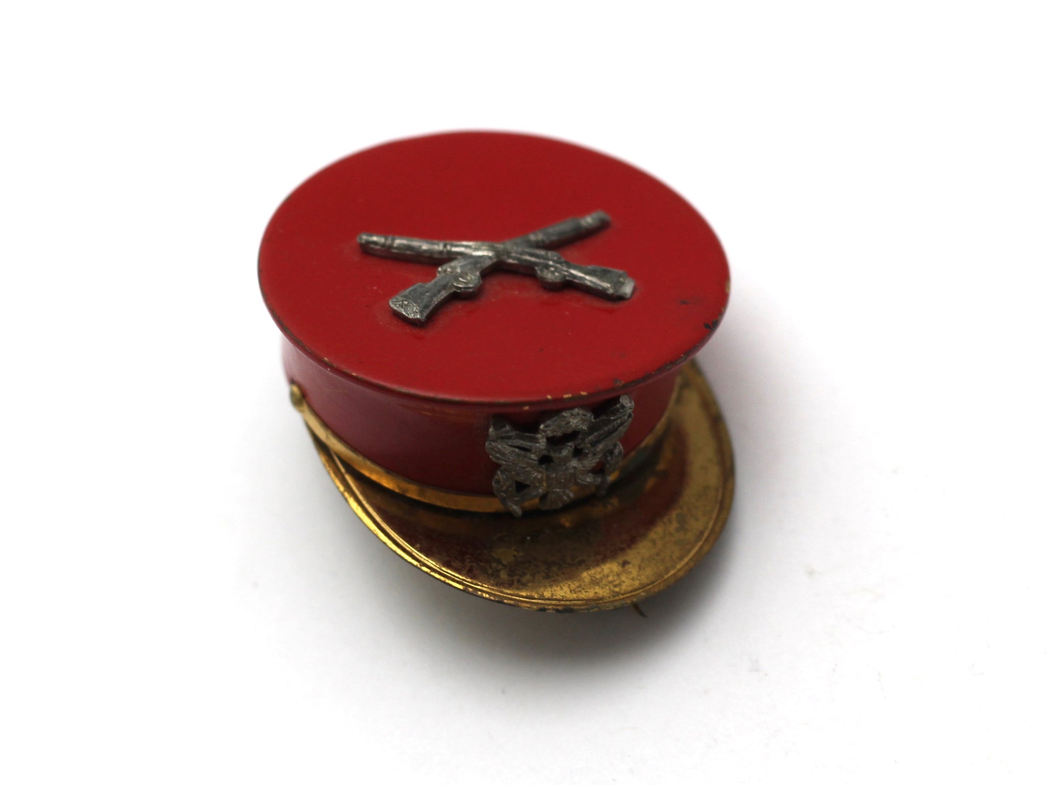 WWII-era Vintage Sweetheart Pin | Infantry locket brooch VB132