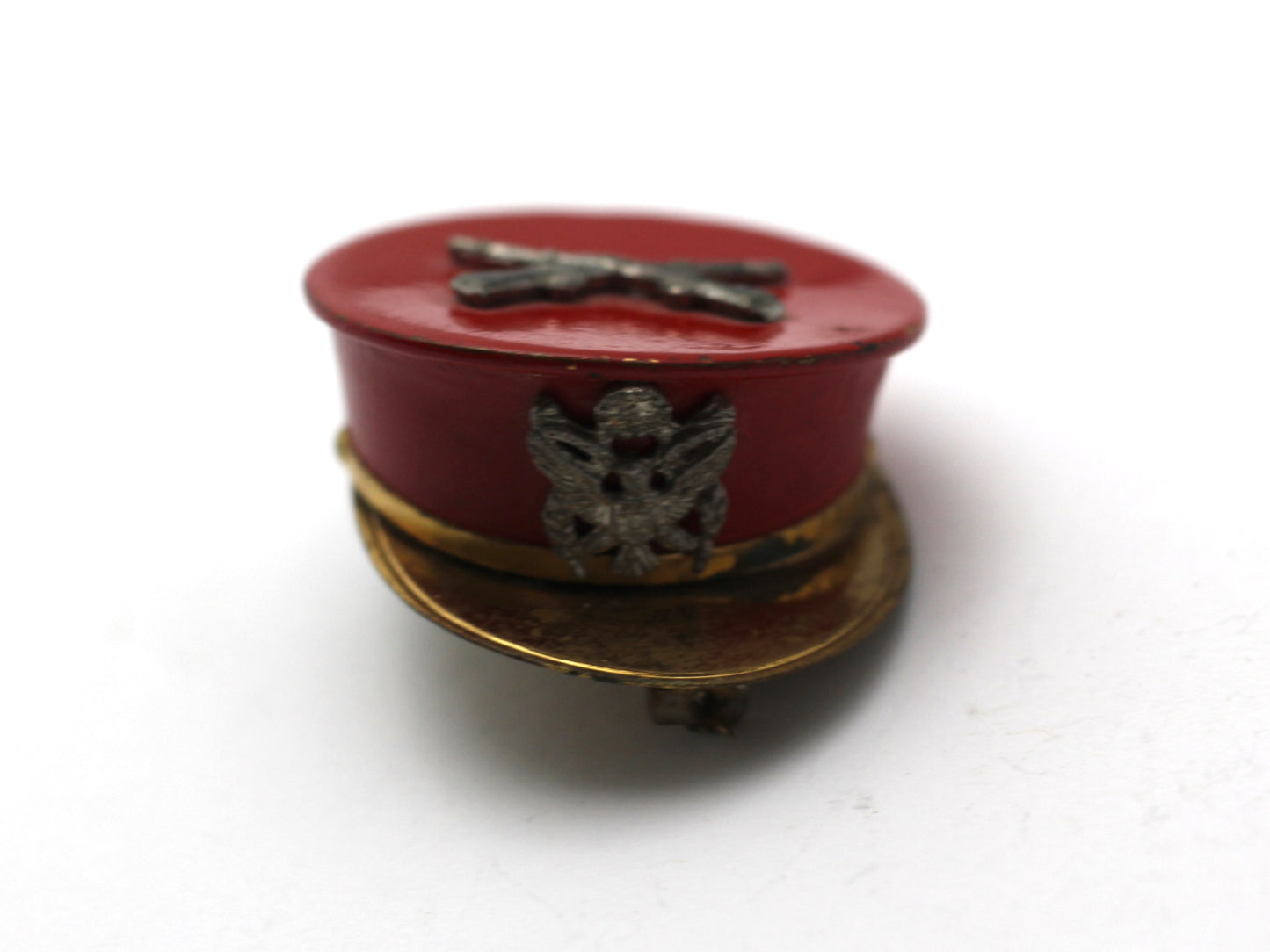 WWII-era Vintage Sweetheart Pin | Infantry locket brooch VB132