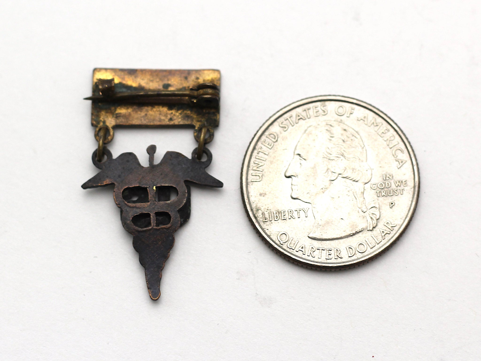 WWII-era Vintage Sweetheart Pin Medical Caduceus and 1 Blue Star VB140