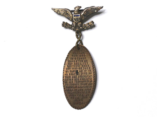 WWII-era Vintage Sweetheart Pin | Patriotic Eagle and Lord's Prayer Penny VB159