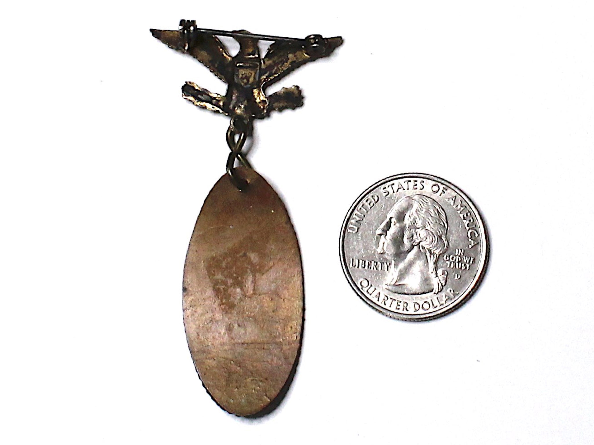 WWII-era Vintage Sweetheart Pin | Patriotic Eagle and Lord's Prayer Penny VB159