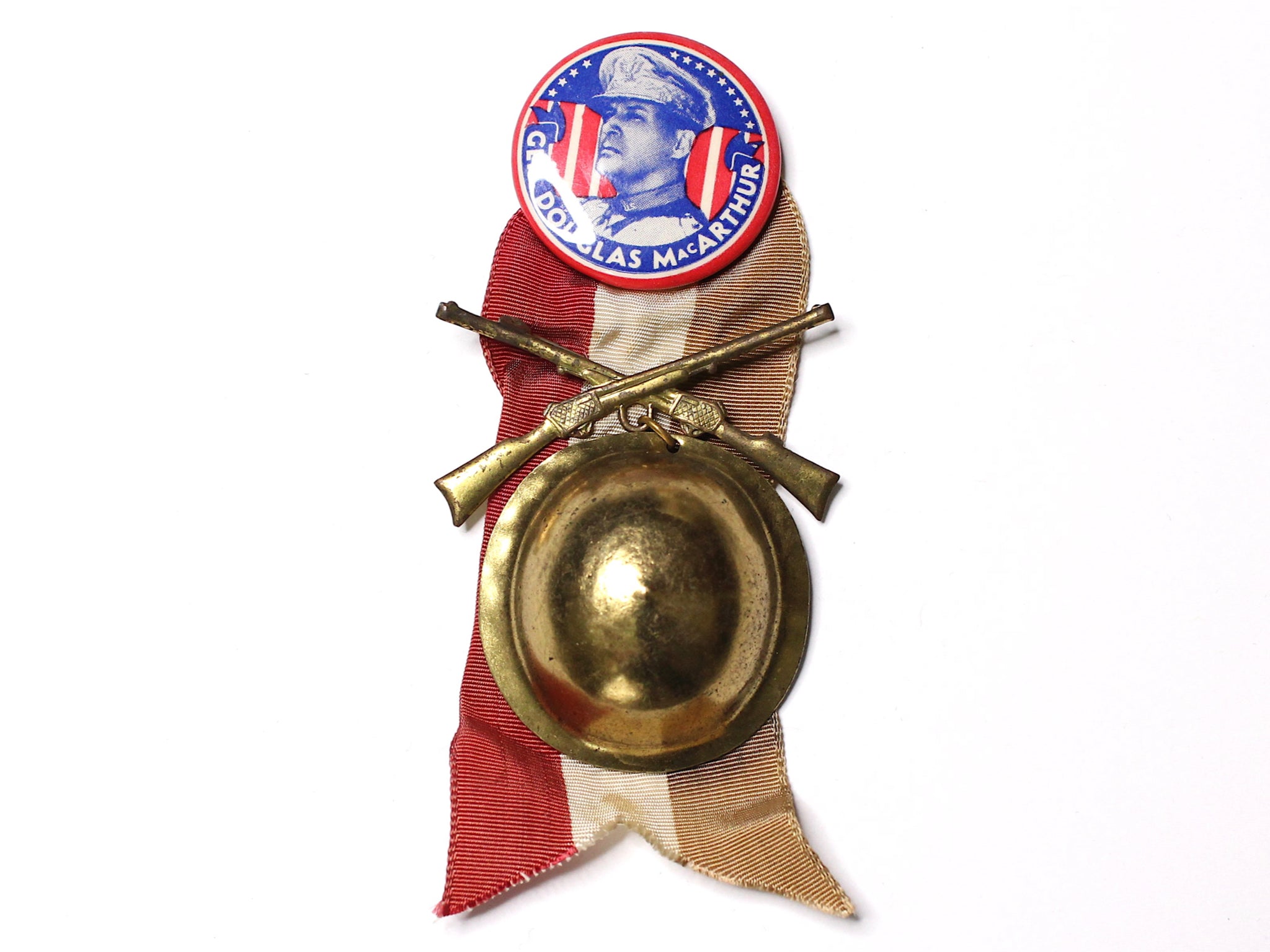 WWII-era Vintage Sweetheart Pin | General MacArthur Infantry Rifles VB163