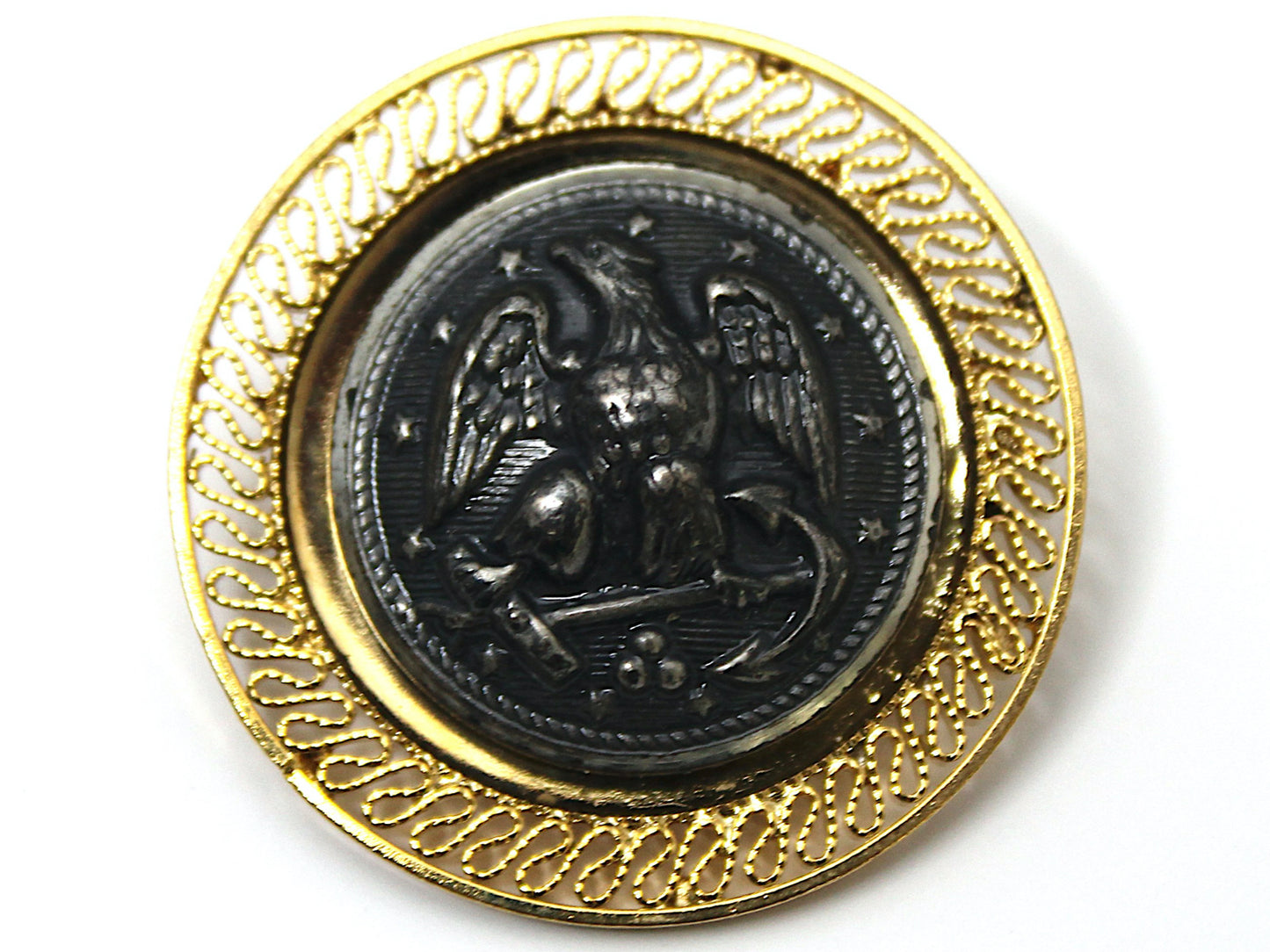 Navy Button One of a Kind Brooch BR162