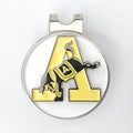 A gold-colored golf hat clip with a 'A' letter embellishment, likely representing the United States Military Academy.