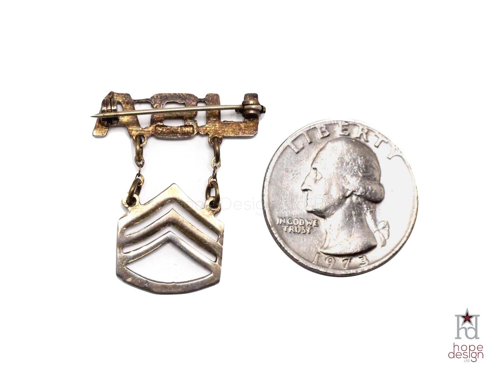 WWII-era Vintage Sweetheart Pin | Army SSG Rank VB34