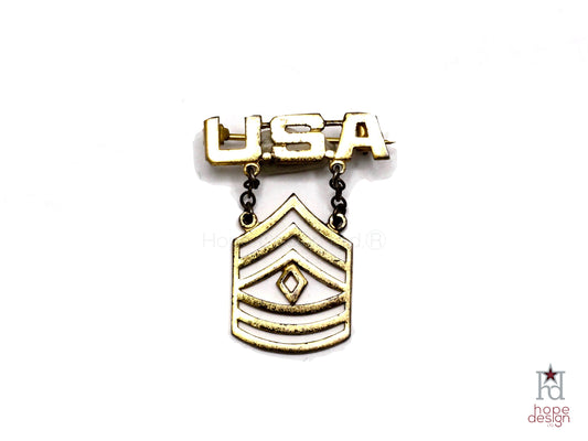 WWII-era Vintage Sweetheart Pin | Army 1SG Rank VB35