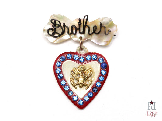 WWII-era Vintage Sweetheart Pin | Brother Mother of Pearl VB42