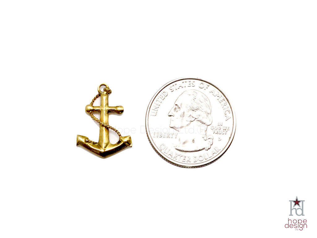Vintage Sweetheart Charm | 14K Gold Fouled Anchor VB57