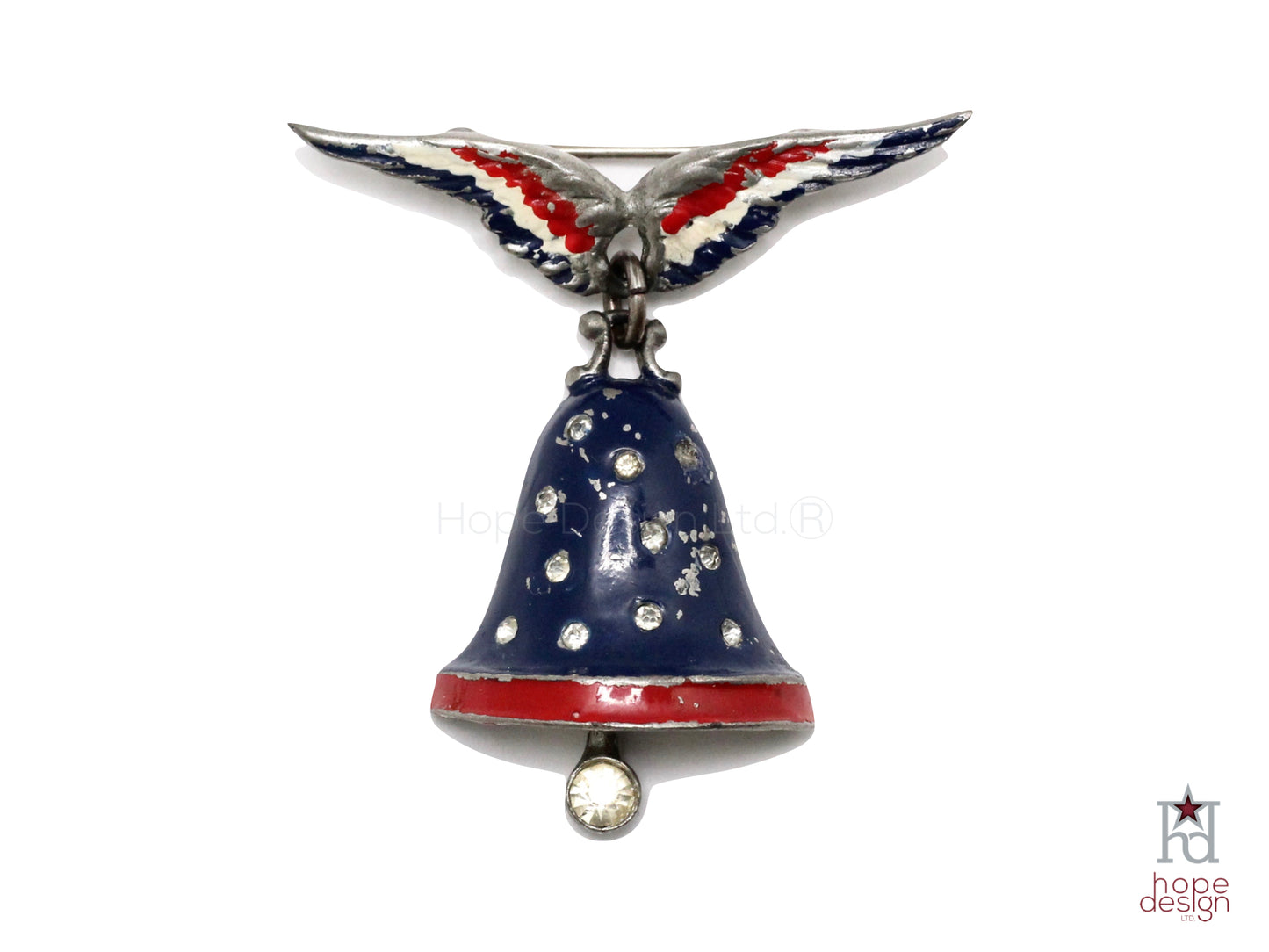 WWII-era Vintage Sweetheart Pin Liberty Bell with Wings VB89