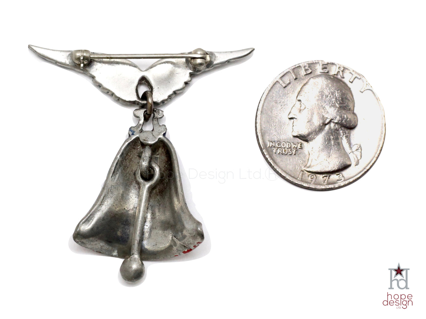 WWII-era Vintage Sweetheart Pin Liberty Bell with Wings VB89