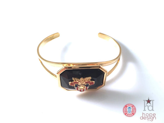 West Point Crest Jet Black Swarovski Crystal Cuff Bracelet